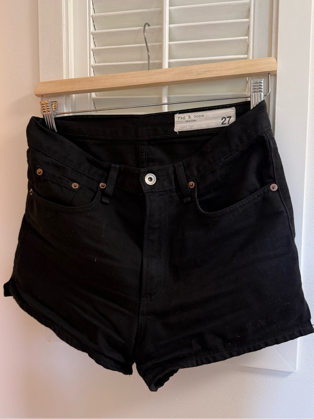 rag & bone Black High-Rise Denim Shorts